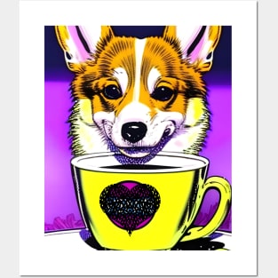 Corgi And Coffee Posters and Art